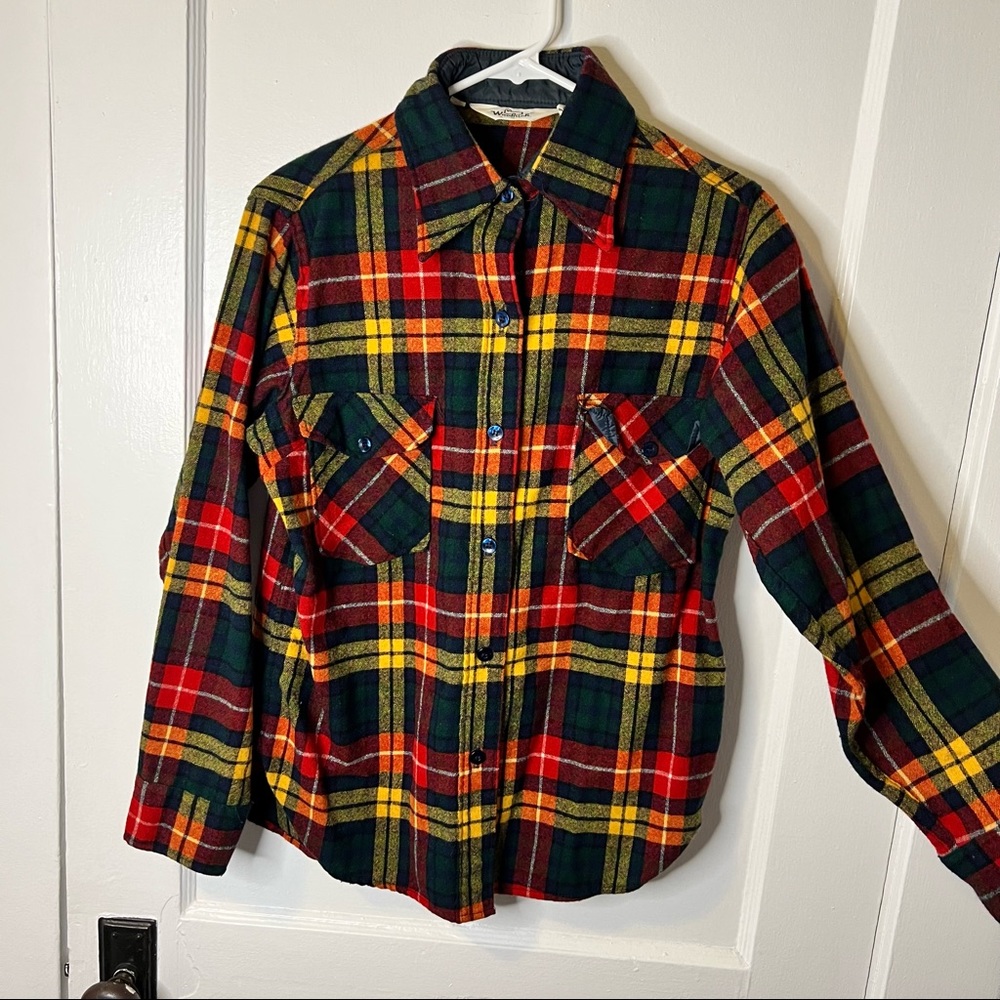 Vintage Woolrich Wool Flannel Bright Fall Colors Medium